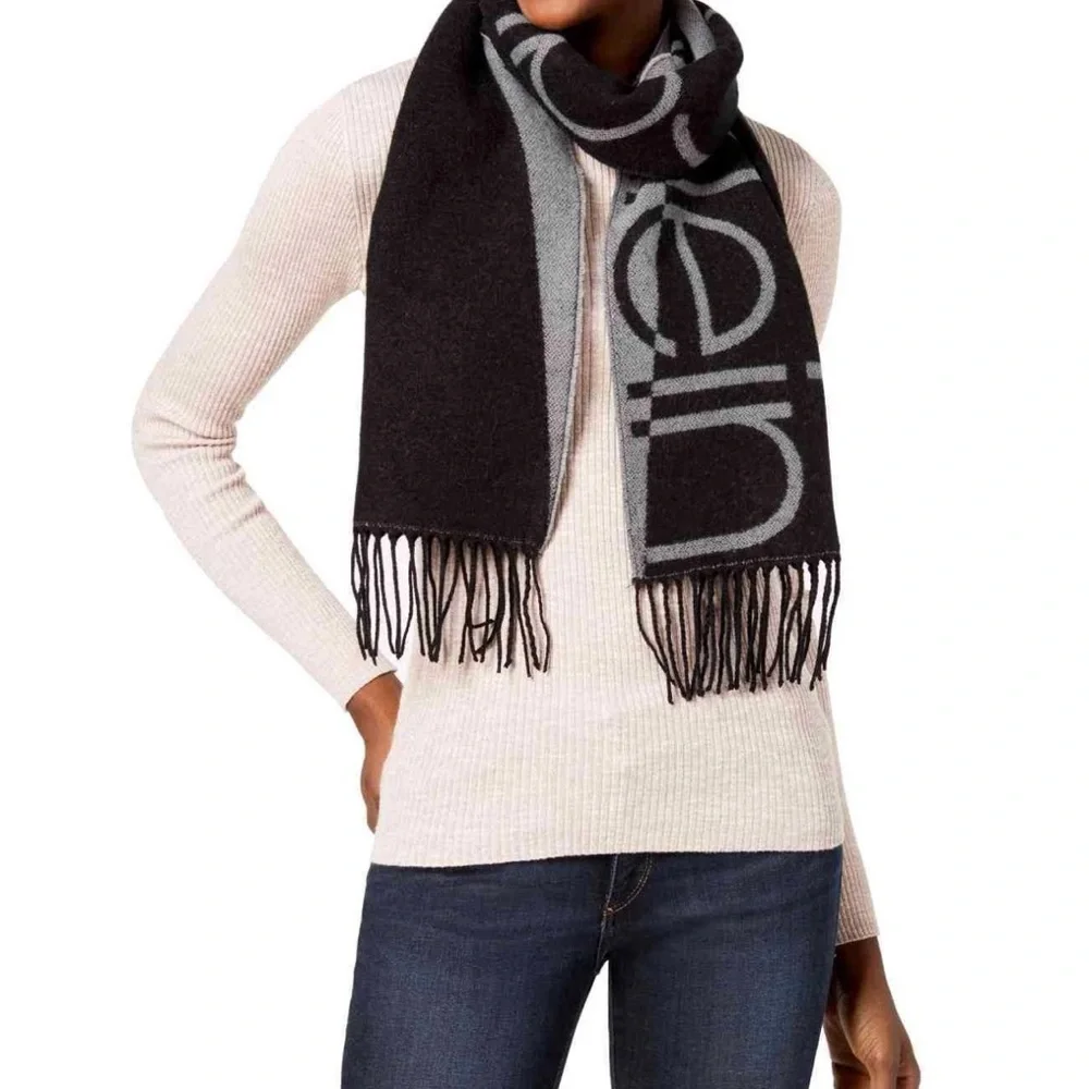 Calvin Klein Charcoal and Slate Women's Scarf
